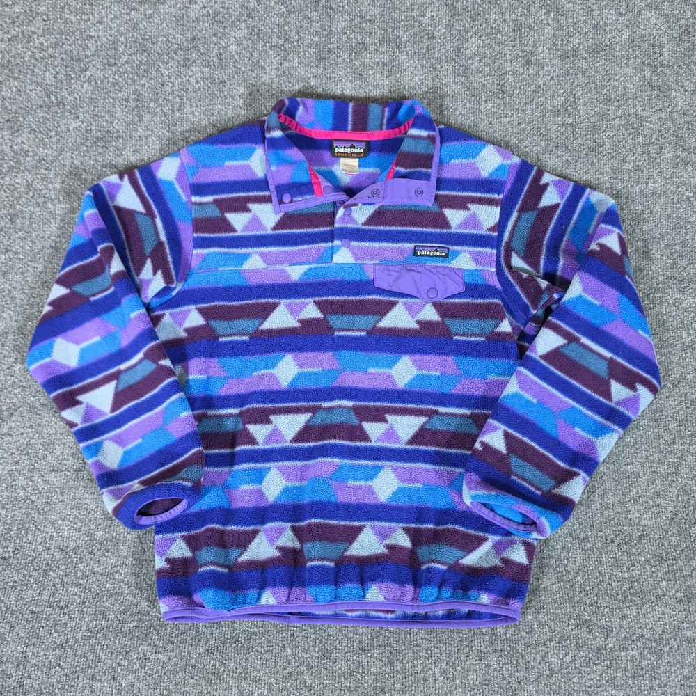 Patagonia Synchilla Lightweight Snap-T Fleece Pullover Purple Aztec Womens Med